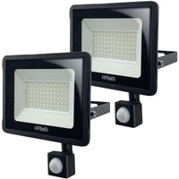 Set mit 2 50-W-LED-Flutlichtern. Schwarzer Bewegungsmelder IP65 Température de Couleur: Blanc Froid 6000K von ARUM LIGHTING