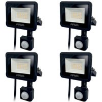 Arum Lighting - Set mit 4 20W led Strahlern Schwarz IP44 Bewegungsmelder Farbtemperatur: 4000K neutralweiß von ARUM LIGHTING