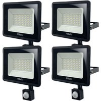 Set mit 4 LED-Projektoren 50 w Schwarzer Bewegungsmelder IP65 Température de Couleur: Blanc neutre 4000K von ARUM LIGHTING