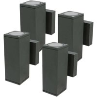 Set mit 4 Wandleuchten VENICE quadratisch Anthrazit außen zweistrahlig GU10 IP54 von ARUM LIGHTING