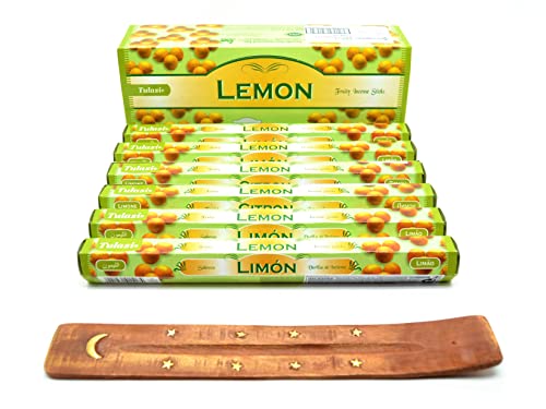 ARUNDEL SERVICES EU Räucherstäbchen (Zitrone) Zitrus-Zitrone, 6 x 20 Packungen, 120 Stück, mit Aschenbecher von ARUNDEL SERVICES EU