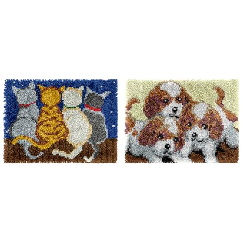 ARVALOLET 52x38cm Tiere Latch Hook Teppich Set for Anfänger und kreative Bastler von ARVALOLET