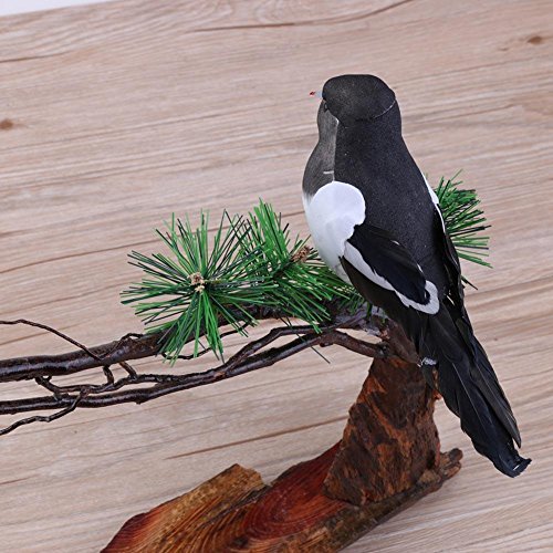 ARVALOLET DIY Simulation Elster mit Klaue Flauschige Feder Elster Home Ornamente Schwarz Weiß Mini Liebesvögel 16 cm for Handwerk Garten Hochzeit Dekoration von ARVALOLET