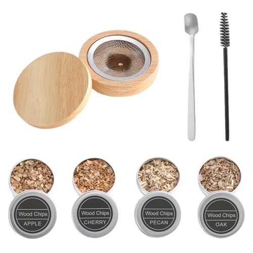 Whiskey Smoker Kit mit 4 Geschmacksrichtungen Holzchips for Cocktails Fleisch Rauch-Set for Zuhause und Bar von ARVALOLET
