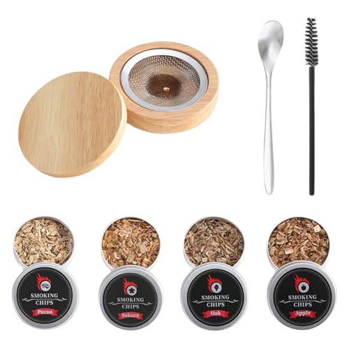 Whiskey Smoker Kit mit 4 Geschmacksrichtungen Holzchips for Cocktails Fleisch Rauch-Set for Zuhause und Bar von ARVALOLET