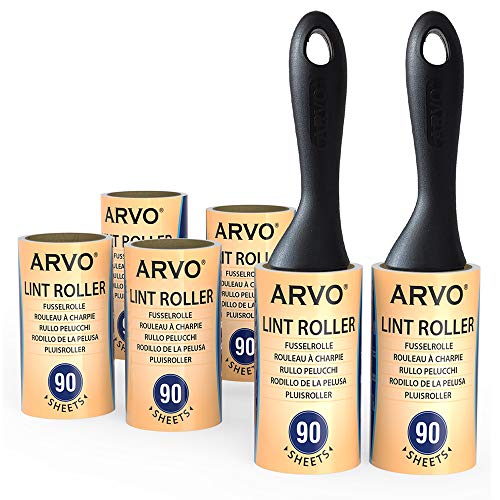 ARVO Fusselrolle für Tierhaare und Staub, Haarentferner, 6 Stück/540 Blatt mit 90 Blatt/Rolle, Fusselrollen für Kleidung, Möbel und Teppich, leicht zu reißen, Flusenentferner, klebrige ARVO Fusselrolle für Tierhaare und Staub, Haarentferner, 6 Stück/540 Blatt mit 90 Blatt/Rolle, Fusselrollen für Kleidung, Möbel und Teppich, leicht zu reißen, Flusenentferner, klebrige von ARVO