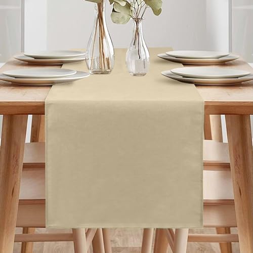 Tischläufer Frühling Modern, Tischläufer Abwaschbar, Tischläufer Leinenoptik, Tischläufer Wasserabweisend, Tischläufer für Esszimmer Party Urlaub Dekoration (Beige Creme, 40 x 180 cm) von ARVOV