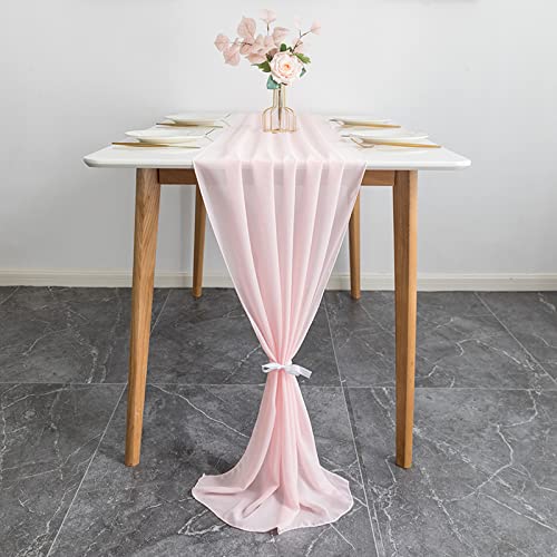 Tischläufer Chiffon, Tischläufer Hochzeit, Tischläufer Hochzeit Kommunion Modern, Tischläufer Weiß, Romantisch Hochzeitsläufer Küchentischläufer for Hochzeit Taufe 70×300 cm (Rosa) von ARVOV