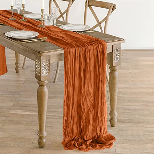 Tischläufer Hochzeit, Tischläufer mit Falten, Tischläufer Taufe, Tischläufer Hochzeit Kommunion Modern, Hochzeitsläufer Tischband for Hochzeit, Taufe, Kommunion (Rust Terracotta, 90 x 400 cm) von ARVOV