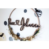 3D Holzschild Mit Trockenblumen - Geschenk Zur Hochzeit Hochzeitsgeschenk Flowerhoop Einzugsgeschenk Türschild Familie Valentinstag #029 von ARWI36