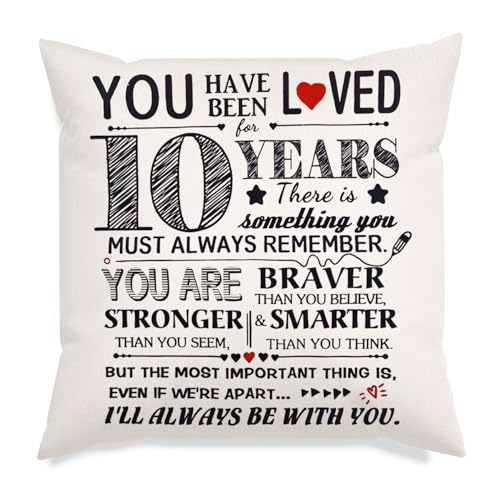 ARWIG Geschenke für 10 Jährige Mädchen | 10 Geburtstag Mädchen | 10 Geburtstag Junge | Deko 10 Geburtstag Mädchen Jungen | Kissenhülle 45cm x 45cm Geschenk für Tochter Nichte Sohn Enkelin Enkel von ARWIG