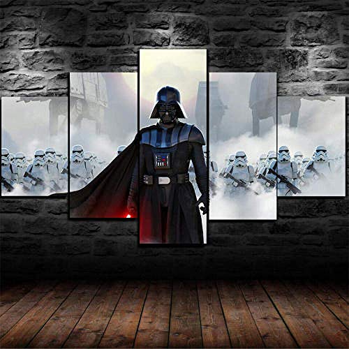 ARXYD Drucke auf Leinwand 5 Stück Leinwand Wandkunst Moderne Wanddekoration Home Wohnzimmer Dekoration Kreatives Geschenk Poster Star Space Wars Darth Vader Stormtroopers von ARXYD