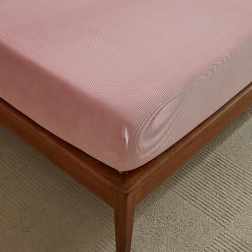 ARYURBU Flanell Spannbettlaken 90x200 cm bis 25-35 cm Steghöhe Rosa - Warm Fleece Cashmere Touch Spannbetttuch Kuschelig & Weich für Boxspringbett Topper Matratze von ARYURBU