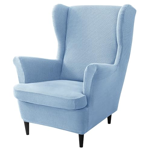 ARZARF Elastischer Ohrensessel Überzug,Abnehmbarer Waschbarer Ohrensesselbezug mit T-Sitzkissenbezug,für Sessel Wohnzimmer Schlafzimmer(Sky Blue) von ARZARF