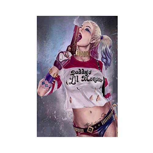 ARZARF Filmposter Harley Quinn, 16, Leinwand, Schlafzimmer, Dekoration, Sport, Landschaft, Büro, Raumdekoration, Geschenk, ohne Rahmen, 50 x 75 cm von ARZARF