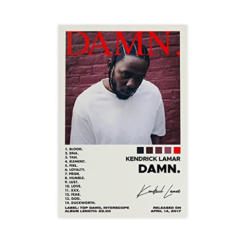 ARZARF Kendrick Lamar Poster, verdammtes Album, Poster, Leinwand, Schlafzimmer, Dekoration, Sport, Landschaft, Büro, Zimmer, Dekoration, Geschenk, Rahmen-Stil, 30 x 45 cm von ARZARF