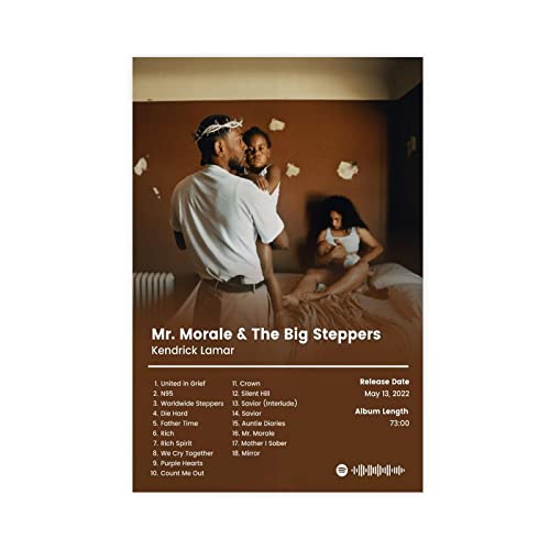ARZARF Kendrick Lamar Poster Mr. Morale & The Big Steppers Tracklist Album Cover Poster Leinwand Poster Schlafzimmer Dekor Sport Landschaft Büro Zimmer Dekor Geschenk Rahmen Stil 08x12inch (20x30cm) von ARZARF