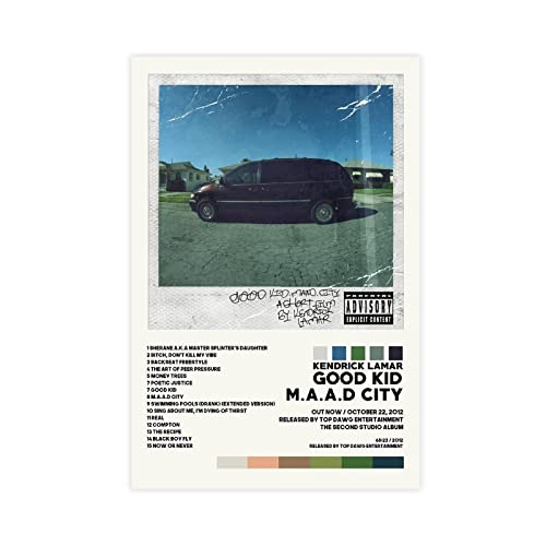 ARZARF Kendrick Poster GooD KID, M.A.A.D City Poster Album Cover Poster Leinwand Poster Schlafzimmer Dekor Sport Landschaft Büro Zimmer Dekor Geschenk ohne Rahmen Stil 40 x 60 cm von ARZARF