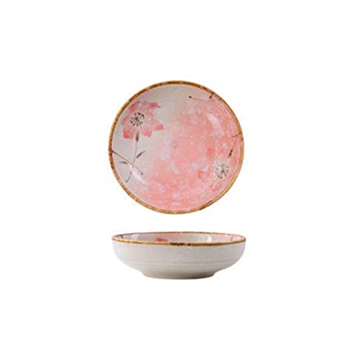 ARZARF Kleine Dessertschalen Japanische Art Dip-Schalen Keramik Beilage Teller Runde Gewürz Essig Gericht Unterglasur Home Soy Sauce Senf Sauce Teller 1 Stück Dip-Untertassen (Color : Pink) von ARZARF