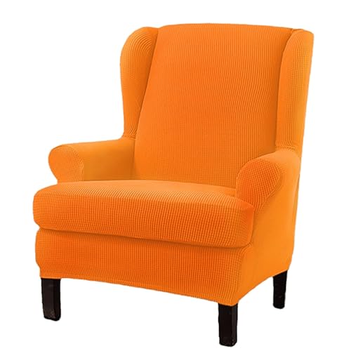 ARZARF Ohrensessel Überzug,Dehnbarer Universeller Ohrensessel-Schonbezug mit T-Sitzkissenbezug,Waschbar und Ganzjährig Verwendbar,für Sessel Wohnzimmer Schlafzimmer(Orange) von ARZARF