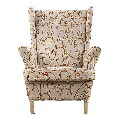 ARZARF Ohrensessel Überzug,Stretch-Ohrensesselbezug mit T-Sitzkissenbezug,Rutschfester Sesselbezug mit Elastischem Boden für Wohnzimmer Schlafzimmer(Style 6) von ARZARF