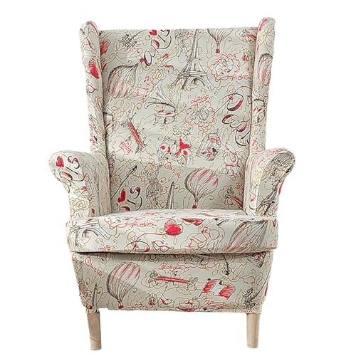 ARZARF Ohrensessel Überzug,Stretch-Ohrensesselbezug mit T-Sitzkissenbezug,Rutschfester Sesselbezug mit Elastischem Boden für Wohnzimmer Schlafzimmer(Style 7) von ARZARF
