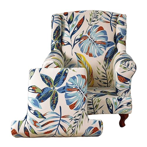 ARZARF Ohrensessel Überzug,Stretch-Polyester-Druck Ohrensesselbezug mit T-Sitzkissenbezug,rutschfest und Knitterfrei,für Sessel Wohnzimmer Schlafzimmer(Style 1) von ARZARF