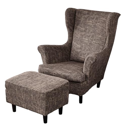 ARZARF Ohrensessel Überzug mit Ottomanenbezug,Stretch-Ohrensesselbezug,Abnehmbare Waschbarer Möbelschutz für Sessel Wohnzimmer Schlafzimmer(Style 21) von ARZARF