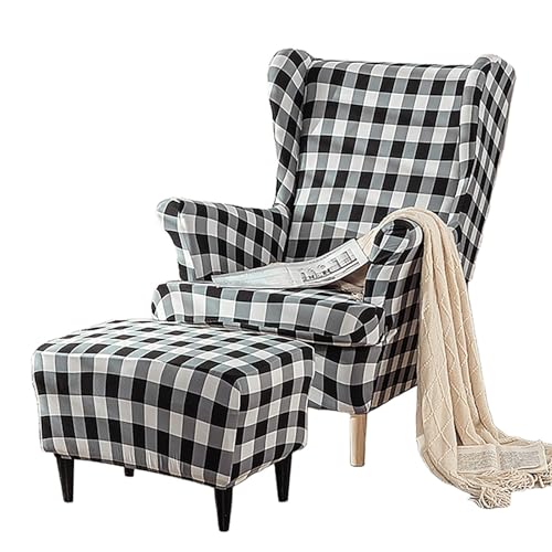 ARZARF Ohrensessel Überzug mit Ottomanenbezug,Stretch-Ohrensesselbezug,Waschbarer Elasthan-Stoff,Möbelschutz für Sessel Schlafzimmer Hotel(Style 7) von ARZARF