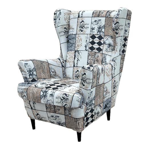 ARZARF Stretch-Print Ohrensessel Überzug 2-teilig,Waschbarer Ohrensesselbezug mit Elastischem Boden,für Ohrensessel Wohnzimmer Schlafzimmer(Style 12) von ARZARF