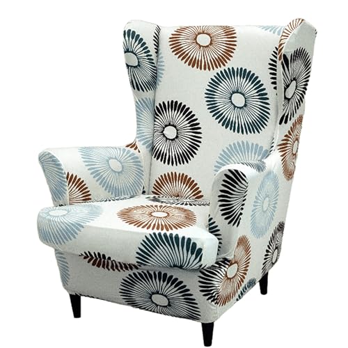 ARZARF Stretch-Print Ohrensessel Überzug 2-teilig,Waschbarer Ohrensesselbezug mit Elastischem Boden,für Ohrensessel Wohnzimmer Schlafzimmer(Style 2) von ARZARF