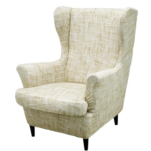 ARZARF Stretch-Print Ohrensessel Überzug 2-teilig,Waschbarer Ohrensesselbezug mit Elastischem Boden,für Ohrensessel Wohnzimmer Schlafzimmer(Style 4) von ARZARF