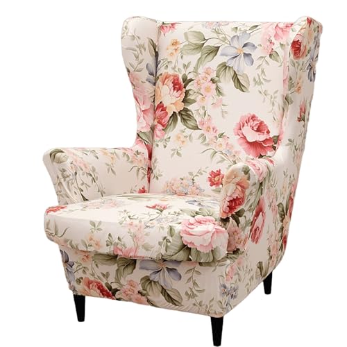 ARZARF Stretch-Print Ohrensessel Überzug 2-teilig,Waschbarer Ohrensesselbezug mit Elastischem Boden,für Ohrensessel Wohnzimmer Schlafzimmer(Style 8) von ARZARF