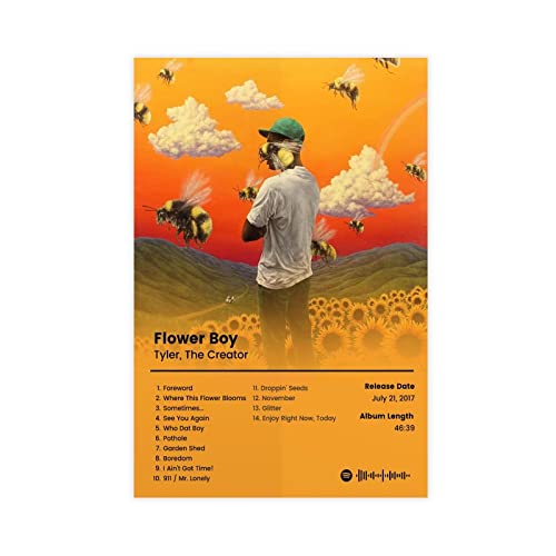 ARZARF Tyler, The Creator Poster Flower Boy Tracklist Album Cover Poster Leinwand Poster Wandkunst Dekor Druck Bild Gemälde für Wohnzimmer Schlafzimmer Dekoration Rahmen Stil 30 x 45 cm von ARZARF