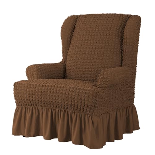 ARZARF Universell Passender Ohrensessel Überzug mit T-Sitzkissenbezug,Ohrensesselbezug Möbelschutz für Ohrensessel Wohnzimmer Schlafzimmer Hotel(Dark Brown) von ARZARF