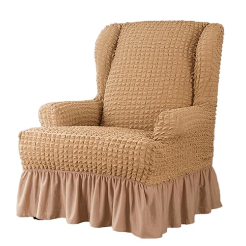 ARZARF Universell Passender Ohrensessel Überzug mit T-Sitzkissenbezug,Ohrensesselbezug Möbelschutz für Ohrensessel Wohnzimmer Schlafzimmer Hotel(Oat Color) von ARZARF