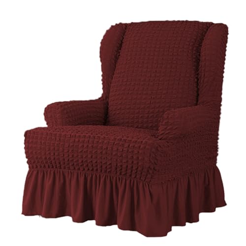 ARZARF Universell Passender Ohrensessel Überzug mit T-Sitzkissenbezug,Ohrensesselbezug Möbelschutz für Ohrensessel Wohnzimmer Schlafzimmer Hotel(Wine Red) von ARZARF