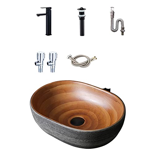 ARZARF Waschtisch Waschbecken Keramik ovales Waschbecken handgefertigtes Arbeitsplattenschiff Waschbecken 15,7 x 10,6 x 5,1 Zoll Waschbecken im Badezimmer (Size : B) von ARZARF