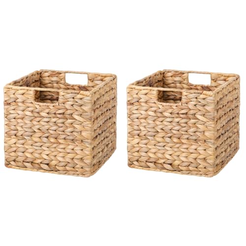 ARZOM - Kallax Boxen (2er Set) – Aufbewahrungskorb geflochten – Faltbarer Regalkorb passend für Ikea Kallax & Expedit Regale – Flechtkorb aus Seegras – Kallax Einsatz Modell 1 – 32x32x32 von ARZOM