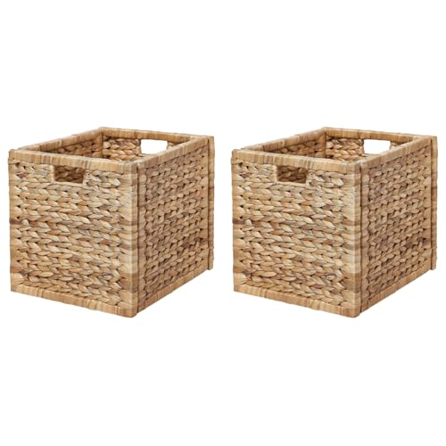 ARZOM - Kallax Boxen (2er Set) – Aufbewahrungskorb geflochten – Faltbarer Regalkorb passend für Ikea Kallax & Expedit Regale – Flechtkorb aus Seegras – Kallax Einsatz Modell 2 – 32x32x32 von ARZOM