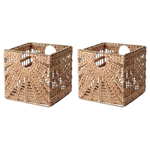 ARZOM - Kallax Boxen (2er Set) – Aufbewahrungskorb geflochten – Faltbarer Regalkorb passend für Ikea Kallax & Expedit Regale – Flechtkorb aus Seegras – Kallax Einsatz Modell 3 – 32x32x32 von ARZOM