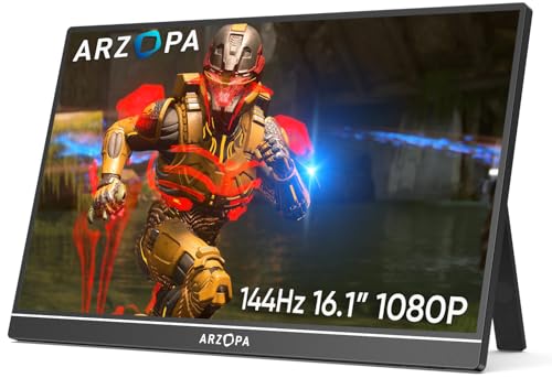 ARZOPA 16.1'' 144Hz Tragbarer Monitor mit Einem Standfuß, 100% sRGB 1920×1080P FHD HDR 144HZ Gaming Monitor, Ultra-dünn - Augenschutz-Externer Zweiter Bildschirm für Laptop/PC/Mac/PS3/4/5/Xbox - Z1FC ARZOPA 16.1'' 144Hz Tragbarer Monitor mit Einem Standfuß, 100% sRGB 1920×1080P FHD HDR 144HZ Gaming Monitor, Ultra-dünn - Augenschutz-Externer Zweiter Bildschirm für Laptop/PC/Mac/PS3/4/5/Xbox - Z1FC von ARZOPA