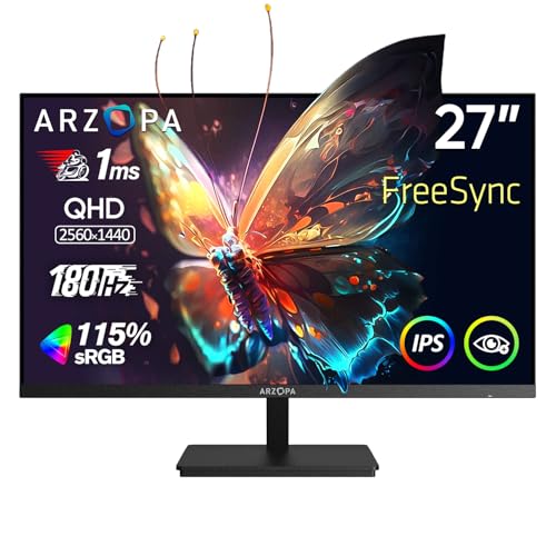 ARZOPA Gaming Monitor 27 Zoll 180Hz - 2K QHD 2560x1440 Monitor PC Bildschirm 115% sRGB 1ms IPS FreeSync Einstellbare Neigung Augenpflege VESA Wandmontage, DisplayPort1.4, HDMI2.0, Type-C ARZOPA Gaming Monitor 27 Zoll 180Hz - 2K QHD 2560x1440 Monitor PC Bildschirm 115% sRGB 1ms IPS FreeSync Einstellbare Neigung Augenpflege VESA Wandmontage, DisplayPort1.4, HDMI2.0, Type-C von ARZOPA