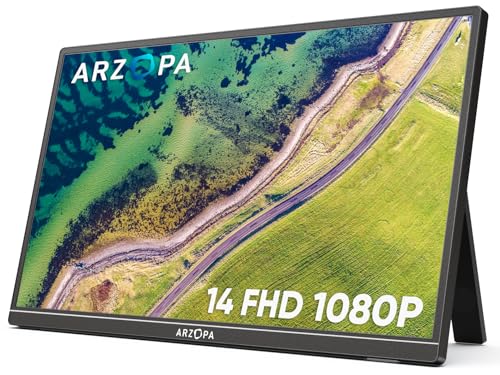 ARZOPA Portable Monitor, 14.0 Zoll 1920×1080 FHD IPS Tragbarer Monitor für Laptop mit Einzelstange, Unterstützt HDMI/Typ-C/USB-C, Augenschutz-Gaming-Bildschirm für Laptop/PC/Mac/PS3/4/5/Xbox ARZOPA Portable Monitor, 14.0 Zoll 1920×1080 FHD IPS Tragbarer Monitor für Laptop mit Einzelstange, Unterstützt HDMI/Typ-C/USB-C, Augenschutz-Gaming-Bildschirm für Laptop/PC/Mac/PS3/4/5/Xbox von ARZOPA