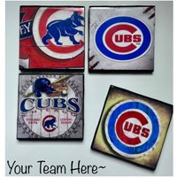 Sport Team Untersetzer | Ihr Hier, Chicago Cubs Dekor, Baseball-Kunst, Baseball-Dekor, Sport-Dekor, Benutzerdefinierte Untersetzer, Sport-Kunst von ARavensDreams