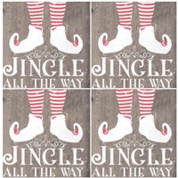 Niedliche Weihnachtsdekoration | Jingle All The Way, Weihnachtsuntersetzer, Keramikfliesenuntersetzer, Elfenfüße, Weihnachtstisch, Getränkedekor von ARavensDreams