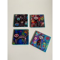 Untersetzer | Set, Fliesen Untersetzer, Zuckerschädel Kunst, Keramik Getränke Keramikfliesen Decoupage von ARavensDreams