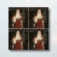 Vintage Weihnachtsmann Untersetzer | Weihnachtsuntersetzer, Keramikfliesenkunst, Getränkeuntersetzer, Feiertagsdekor, Mit Laterne, Weihnachtsschaf von ARavensDreams