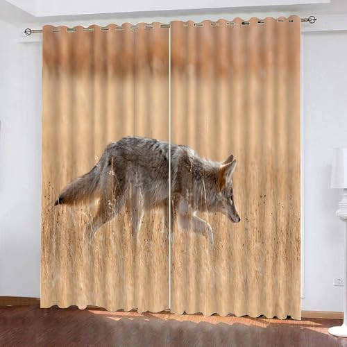 ARiXIaNg Gardinen Kinderzimmer Wolf 3D Verdunklungsvorhänge 2er Set mit Ösen Tier 3D Polyester Verdunkelungsvorhang für Wohnzimmer Wohnkultur 2-Set (234x183 cm) von ARiXIaNg