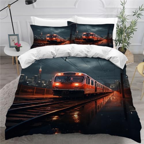 ARiXIaNg Kinder Bettwäsche Zug Eisenbahn 135x200 cm Erwachsene Bettbezüge 3teilig mit Reißverschluss und 2 Kissenbezüge Retro-Dampfwagen Bettwaren Kuschelig Mikrofaser Bettwäsche-Set ARiXIaNg Kinder Bettwäsche Zug Eisenbahn 135x200 cm Erwachsene Bettbezüge 3teilig mit Reißverschluss und 2 Kissenbezüge Retro-Dampfwagen Bettwaren Kuschelig Mikrofaser Bettwäsche-Set von ARiXIaNg
